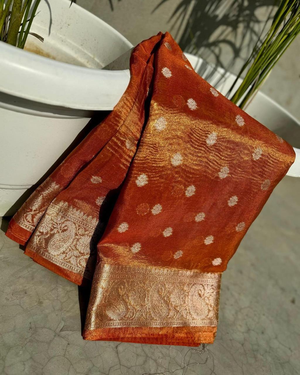 Soft Tissue Crushed Saree