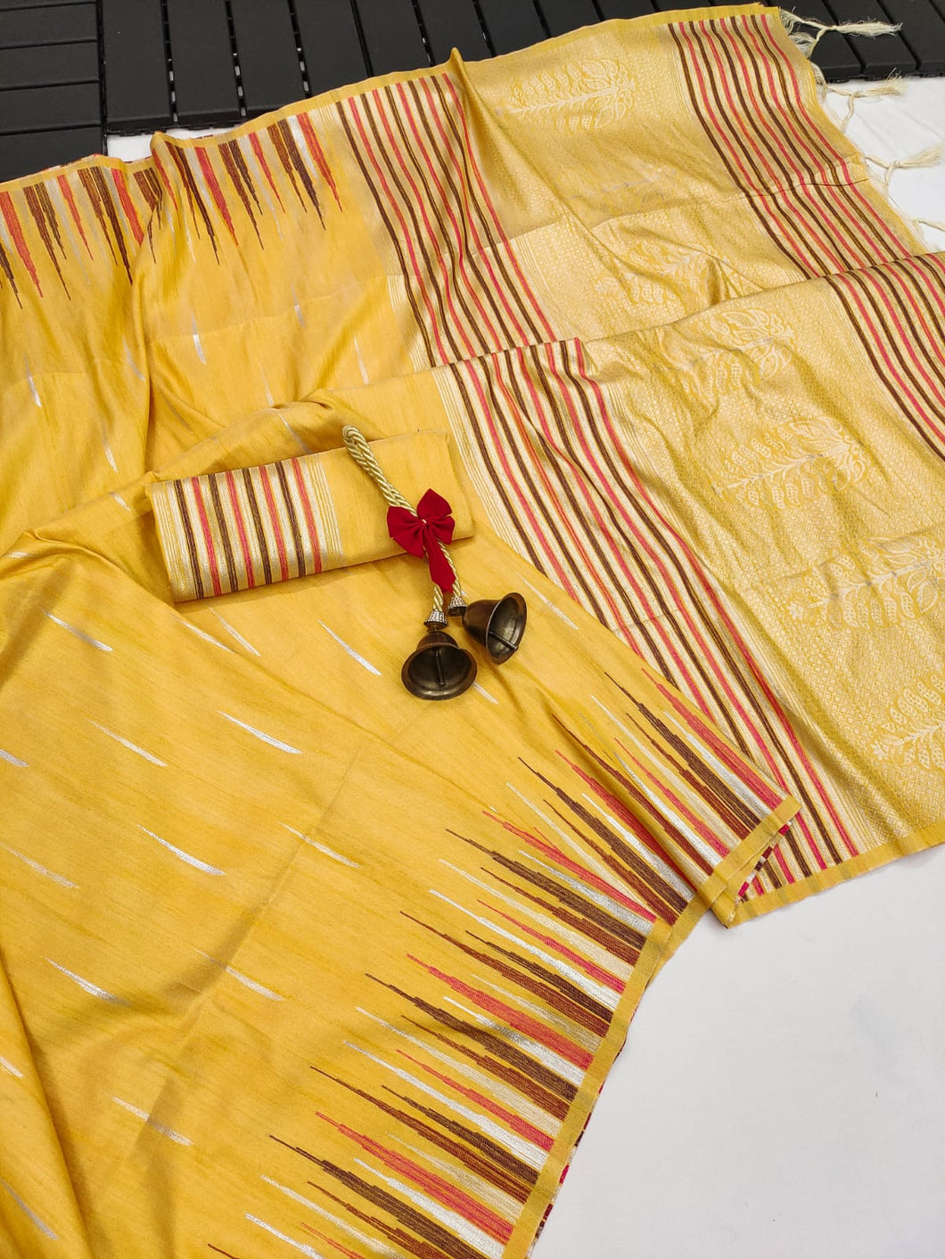 Premium Tussar Saree with ikkat border