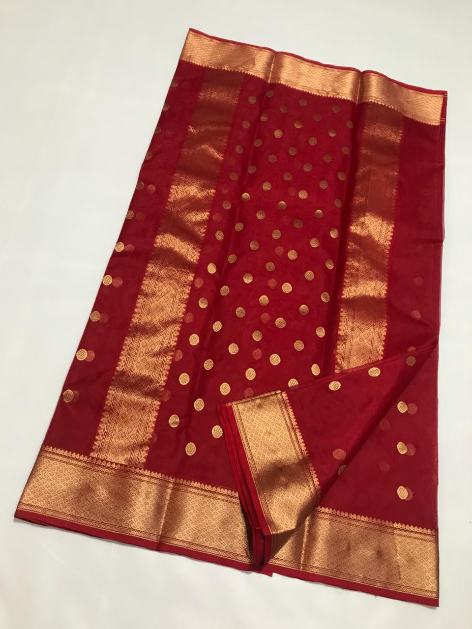 Buy Chanderi Katan Tissue Silk Saree A179 online - ArtsyIndia
