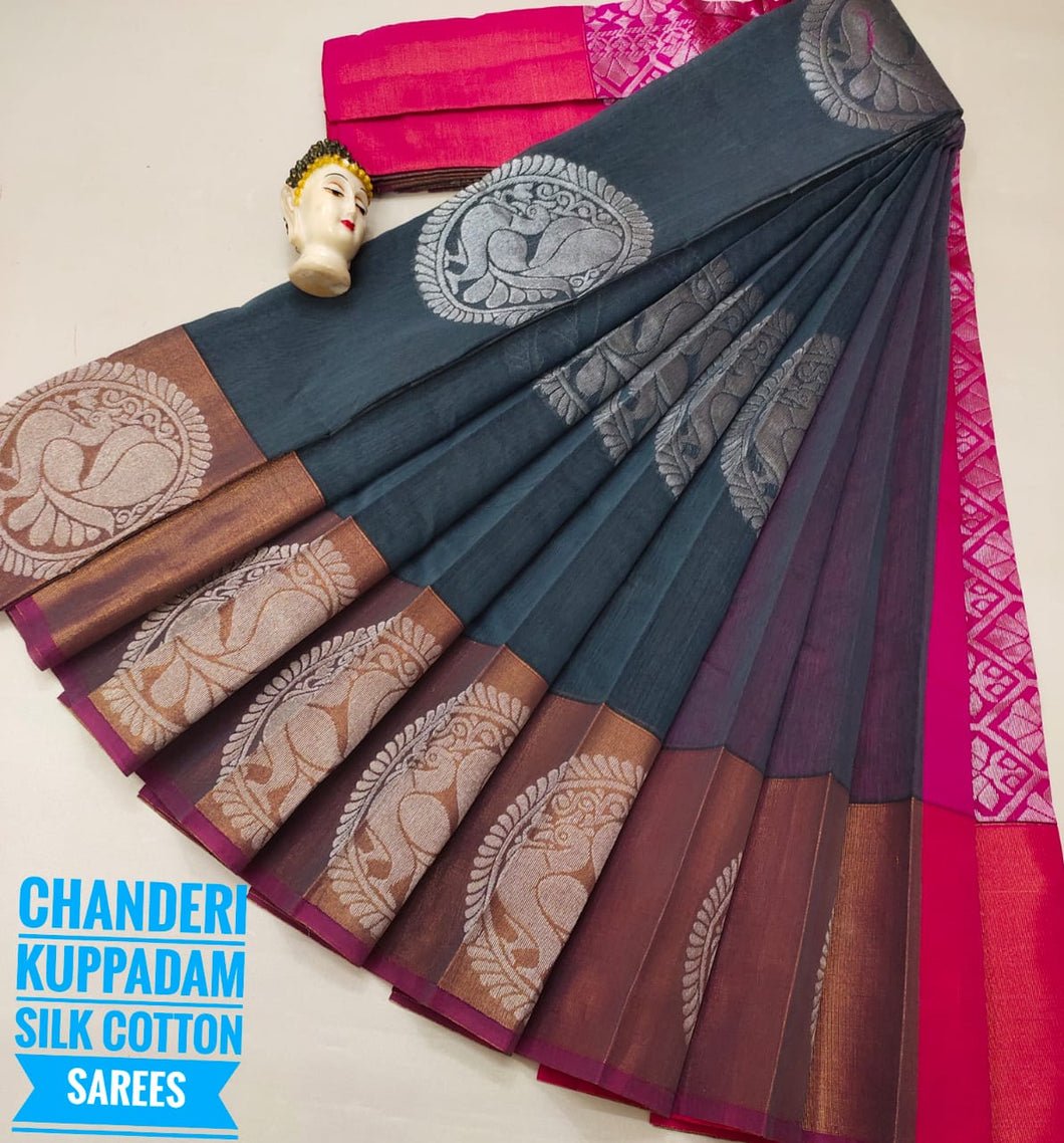 Chanderi Kuppadam Silk Cotton Saree